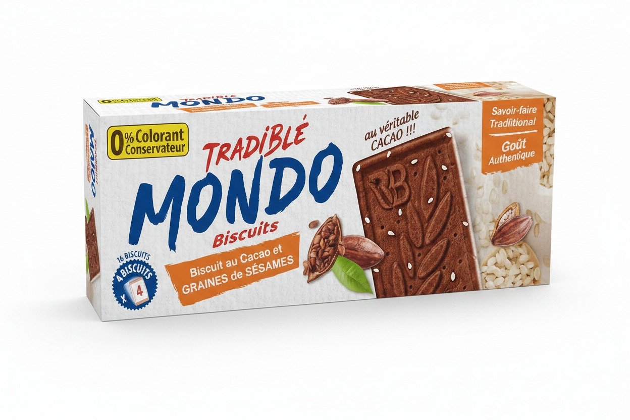 MONDO Biscuits CACAO et Graines de Sésame 130G