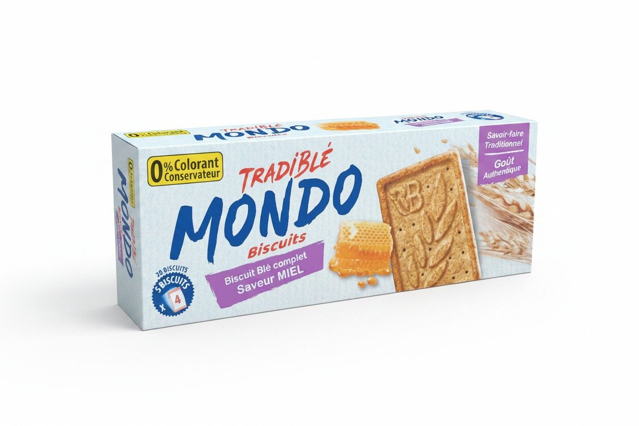 MONDO Biscuits Blé COMPLET Saveur MIEL 160g