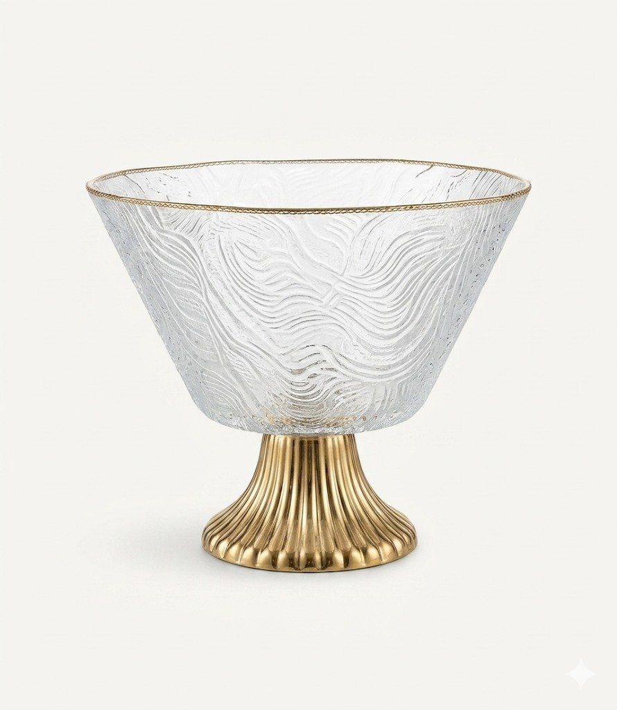 Coupe à fruit RONDE HAUTE en VERRE sur pied